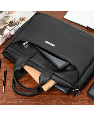 Czarna torba na laptop, duża skórzana torba na laptopa Beltimore F12
