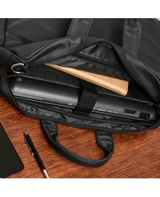 Czarna torba na laptop, duża skórzana torba na laptopa Beltimore F12