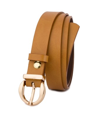 Skórzany pasek damski do spodni sukienki camelowa skóra nat 1,8 cm Beltimore O24