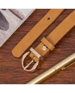Skórzany pasek damski do spodni sukienki camelowa skóra nat 1,8 cm Beltimore O24