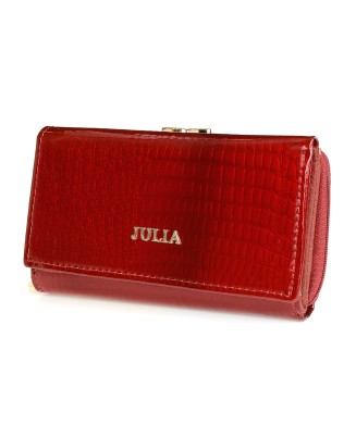 Czerwony Julia Rosso damski portfel skórzany RFID F58