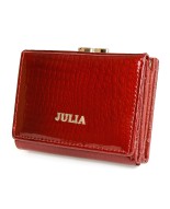 Czerwony portfelik damski, mały skórzany portfel RFiD Julia Rosso F60