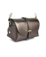 Miedziana kopertówka, mała torebka wizytowa na łańcuszku, elegancka torebka damska włoska Vera Pelle P45