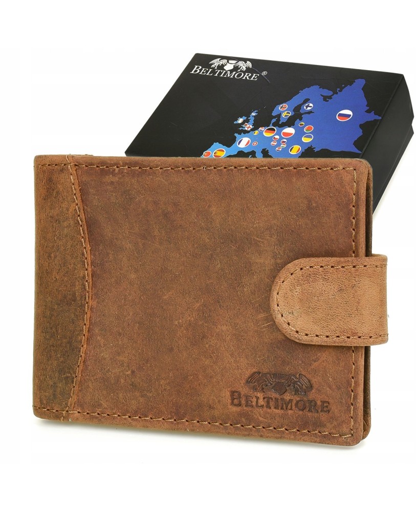 Etui skórzane na dokumenty karty wizytownik RFiD jasny brąz C85