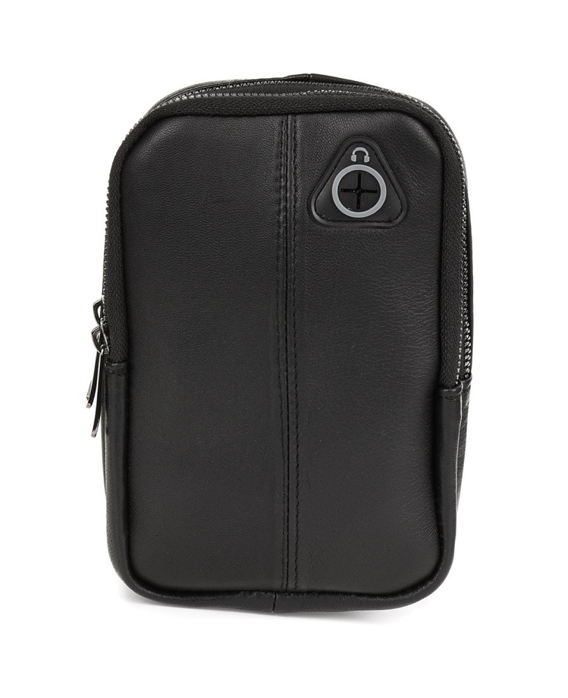 Czarna skórzana saszetka męska torba crossbody mała przez ramię G42
