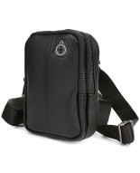Czarna skórzana saszetka męska torba crossbody mała przez ramię G42