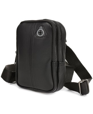 Czarna skórzana saszetka męska torba crossbody mała przez ramię G42