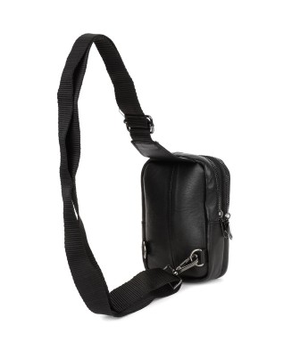 Czarna skórzana saszetka męska torba crossbody mała przez ramię G42