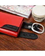 Zestaw prezentowy damski - czerwony portfel i pasek P90