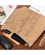 Beżowa torebka skórzana zamszowa damska shopper W10