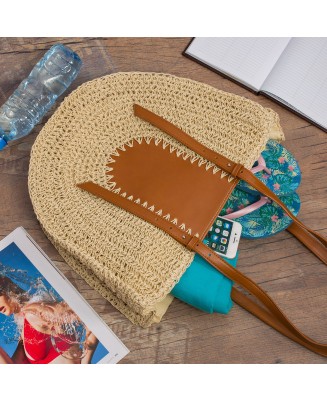 Beżowa Torba damska na lato pasek suwak boho modna listonoszka kosz Tor-pa-12