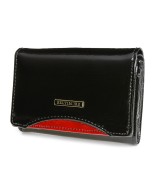 Czarny skórzany portfel damski, lakierowany portfel RFiD Beltimore A04