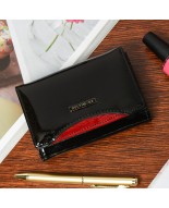 Czarny skórzany portfel damski, lakierowany portfel RFiD Beltimore A04