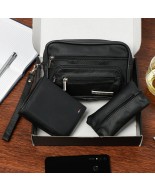 Zestaw męski skórzany premium Beltimore portfel saszetka etui P69