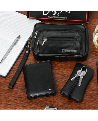 Zestaw męski skórzany premium Beltimore portfel saszetka etui P69
