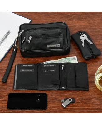Zestaw męski skórzany premium Beltimore portfel saszetka etui P69