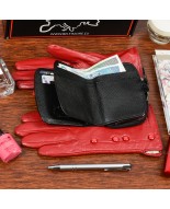 Skórzany portfel rękawiczki damskie zestaw prezent A01K26
