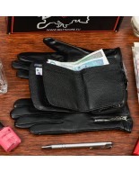Skórzany portfel rękawiczki damskie zestaw prezent A01K27