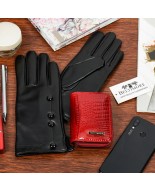 Skórzany portfel rękawiczki damskie zestaw prezent A05K26
