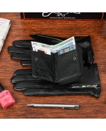 Skórzany portfel rękawiczki damskie zestaw prezent A05K27