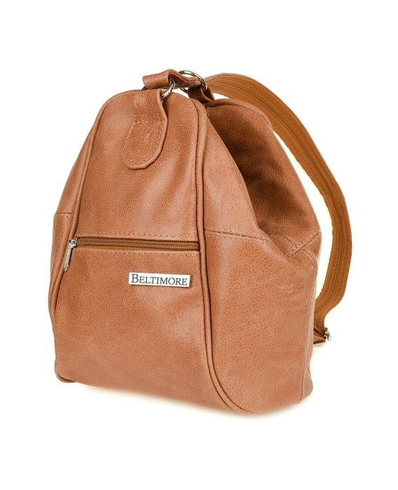 Camelowy plecaczek, skórzana torebka 2w1, damska plecako-torba ze skóry Beltimore 019