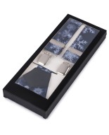 Szelki do spodni męskie eleganckie mocne V w śnieżki z pudełkiem SZ6