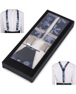 Szelki do spodni męskie eleganckie mocne V w śnieżki z pudełkiem SZ6