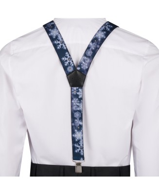 Szelki do spodni męskie eleganckie mocne V w śnieżki z pudełkiem SZ6