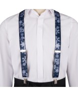 Szelki do spodni męskie eleganckie mocne V w śnieżki z pudełkiem SZ6