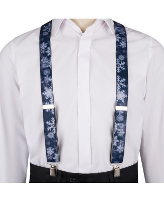 Szelki do spodni męskie eleganckie mocne V w śnieżki z pudełkiem SZ6