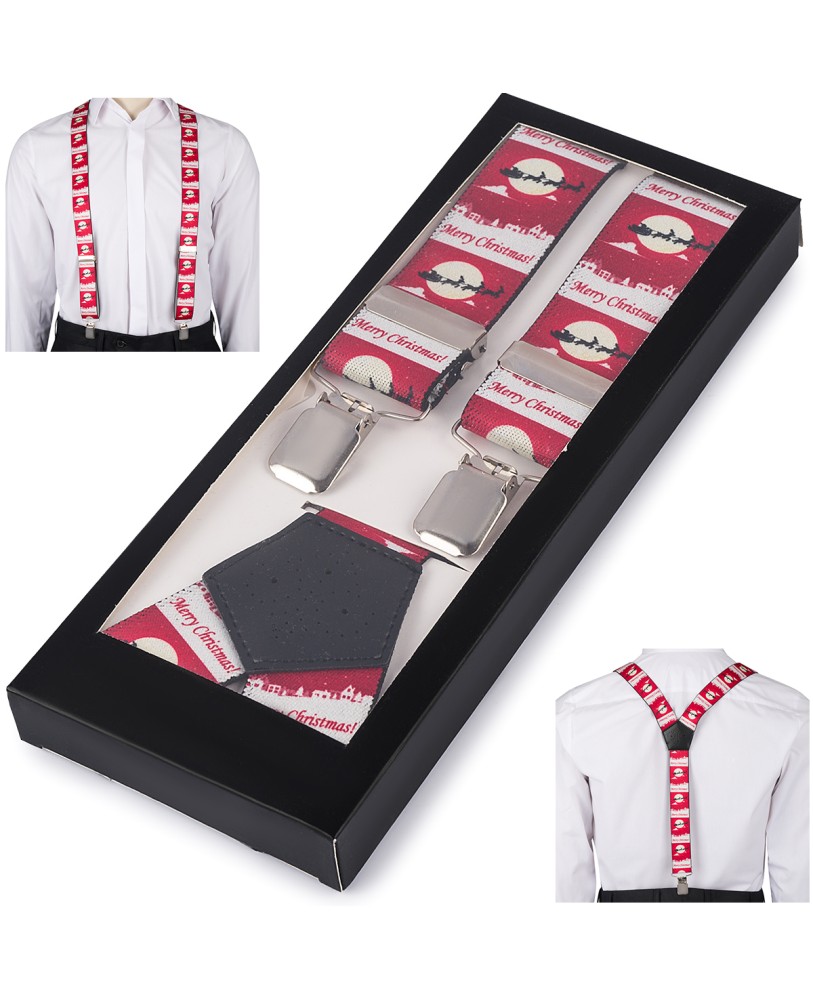 Szelki do spodni męskie eleganckie mocne V w renifery z pudełkiem SZ6
