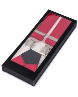 Szelki do spodni męskie eleganckie mocne V czerwone z pudełkiem SZ6
