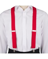 Szelki do spodni męskie eleganckie mocne V czerwone z pudełkiem SZ6