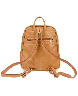 Camelowy plecak damski, skórzany plecaczek do szkoły, modny plecak damski Beltimore 022