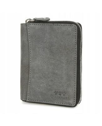 Szary portfel męski, skórzany portfel męski vintage Beltimore G71