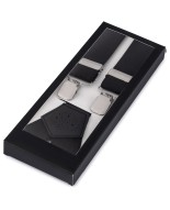 Szelki do spodni męskie eleganckie mocne V czarne z pudełkiem SZ6