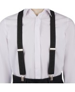 Szelki do spodni męskie eleganckie mocne V czarne z pudełkiem SZ6