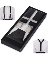 Szelki do spodni męskie eleganckie mocne V czarne z pudełkiem SZ6