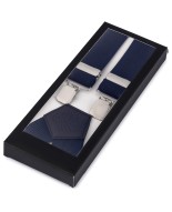 Szelki do spodni męskie eleganckie mocne V granatowe z pudełkiem SZ6