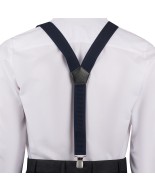Szelki do spodni męskie eleganckie mocne V granatowe z pudełkiem SZ6