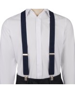Szelki do spodni męskie eleganckie mocne V granatowe z pudełkiem SZ6
