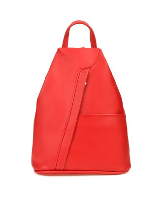 Czerwony skórzany plecak damski, włoski plecaczek ze skóry Vera Pelle T52