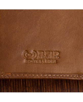 Portfel skórzany brąz vintage pionowy duży RFiD Beltimore  I43
