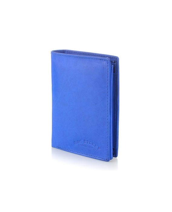 Niebieski pionowy portfel męski, prosty klasyczny portfel dla niego Bag Street 884