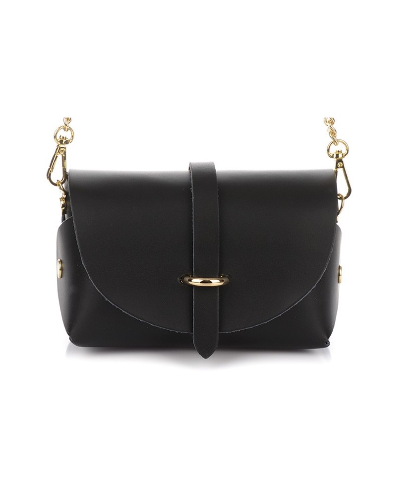 Czarna kopertówka, mała torebka wizytowa na łańcuszku, elegancka torebka damska włoska Vera Pelle P45