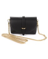 Czarna kopertówka, mała torebka wizytowa na łańcuszku, elegancka torebka damska włoska Vera Pelle P45