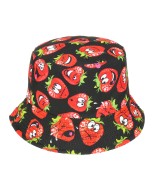 Kapelusz dwustronny bucket hat  czarny truskawka kap-m-27