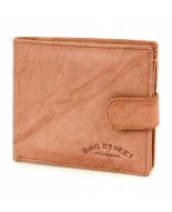 Bag Street Portfel Skórzany Męski poziomy na karty camel 883