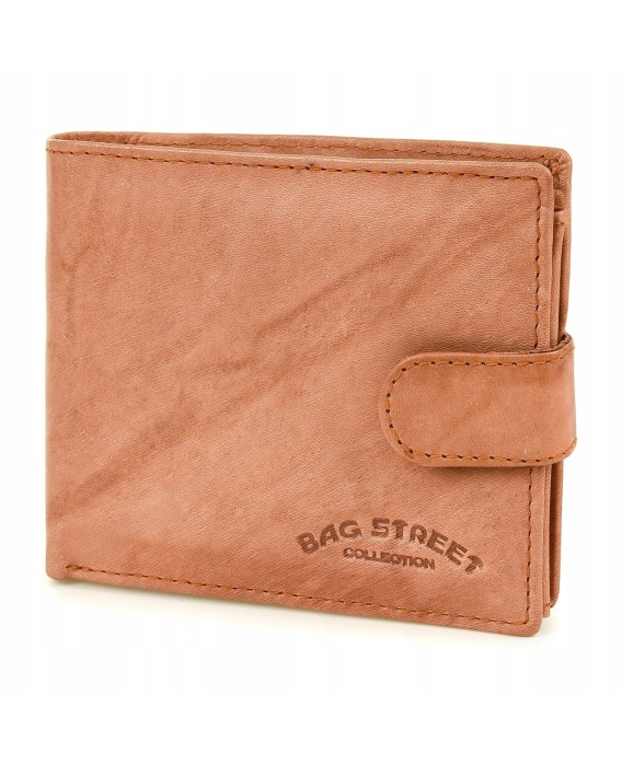 Bag Street Portfel Skórzany Męski poziomy na karty camel 883