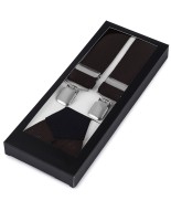 Szelki do spodni męskie eleganckie mocne V brązowe z pudełkiem SZ6
